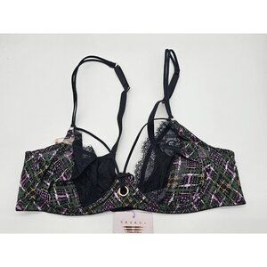 Savage Fenty Bra Women's Size 36C Black Underwire Sheer Lace Little Tart Unlined